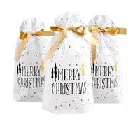 (As show, One size) 50 Pcs Christmas Drawstring Gift Bags, Christmas Red Reindeer Gift Wrapping Candy, Xmas Gifts, Treat Bags for Wedding Birthday Christmas Party (A)