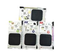 (As show, One size) 50 Sheets Black Sticky Notes with Fluorescent Pen Set for Creative Office Stationery Self-Adhesive Note Pads