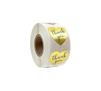 (As show, One size) 500Pcs Thank You Stickers Roll Heart Shape Adhesive Labels Gold Foil Wrapping Paper Labels DIY Craft Deco or DIY Projects