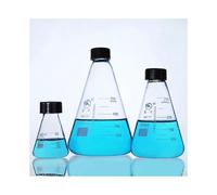 (As show, One size) 50ml 100ml 250ml 500ml 1000ml Lab Glassware Medical Pyrex Glass Conical Erlenmeyer Flask Sample Bottle with Screw Lid Stopper