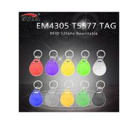 (As show, One size) 50pcs EM4305 T5577 Copy Rewritable Writable Rewrite Duplicate RFID Tag Can Copy EM4100 125khz card Proximity Token Keyfobs Ring