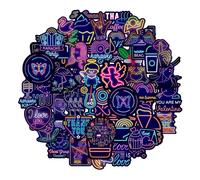 (As show, One size) [50pcs]neon Stickers Graffiti Vinyl Neon Stickers Pack Deco Sticker For Teens Kids Girls Adults Laptop, Suitcases, Motorcycle, Skateboard, Car, Snowbo