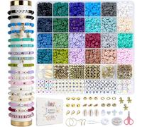 (As show, One size) 5500pcs Clay Beads Bracelet Making Kit 24 Colors Friendship Bracelet kit with Letter Beads DIY Arts and Crafts for Jewelry Set Girls Beginners 6-12 Gi