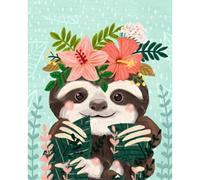 (As show, One size) 5D Diamond Art Kits for Adults Kids, Sloth Diamond Art Round Full Round Drill Painting Perfect for Relaxation and Home Decor Flower and Sloth 11x14.9