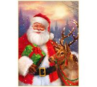 (As show, One size) 5D Diamond Painting Kit for Adults, Full Rhinestone Painting Kit, Santa Claus Pattern, Wall Decor on Canvas, 30 x 40 cm, Santa Claus Living Room Decor