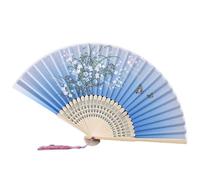 (As show, One size) 5pcs Chinese Japanese Floral Folding Hand Fan Vintage Handheld Folding Fan with Different Patterns Folding Fan for Wedding Dancing Party(style 10)