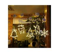 (As show, One size) 5pcs Christmas Suction Cup Lamp Hanging Light Santa Claus Holiday Atmosphere Decor Window Decorated Star Pendant Lantern Lights Lamp