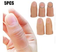 (As show, One size) 5pcs Finger Magic Trick Fake Soft Thumb Tip Close Up Stage Show Prop Prank Toy