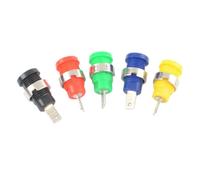 (As show, One size) 5x Insulated Safety 4mm Banana Female Jack Panel Mount Socket Binding Post Connector Red Black Blue Green Soldering Lug