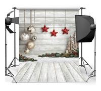 (As show, One size) 5x7FT Fond de Photographie de nol Arbre de nol dcoration Flocon de Neige Sol en Bois Mur Fond Maison fte de nol dcoration Fond Studio Photographie Fon
