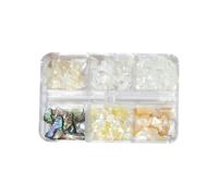 (As show, One size) 6 Colors Nail Art Decorations Seashell Flakes 3D Gel Nail Art Abalone Slices Gems Colorful for Shell Nail Art Glitter Fl
