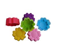 (As show, One size) 6 Pack Cake Molds Colorful Baking Moulds Flower Shaped Delicate Silicone Baking Forms Perfect for Family Gatherings