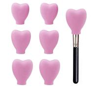 (As show, One size) 6 pcs Make Up Brush Silicone Protection Brush Holder Reusable Heart Makeup Cloth Holder Makeup Brush Head Makeup Brush Holder