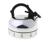 (As show, One size) 60 Minute Counting Teapot Shaped Kitchen Cooking Alarm Clock Timer Mechanical Silver