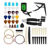 (As show, One size) 65 PCS Guitar Accessories Kit with Guitar Strings, Tuner, Capo, Picks, Pick Holder, Thumb Finger Picks, Bridge Pins