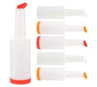 (As show, One size) 6pcs 1L Fruit Juice Liquor Bar Pour Bottles Plastic Juice Jug Bartender Juice Bottle