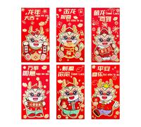 (As show, One size) 6Pcs Traditional Red Pocket Year Dragon Money Packet Paper Packets Red Envelopes The Year Of Dragon Celebrating Red Pack