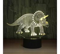 (As show, One size) 7 Color Changing Night Lamp 3D Atmosphere Bulbing Light 3D Visual Illusion LED Lamp for Kids Toy Christmas Birthday Gifts (Triceratops)