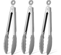 (As show, One size) 7" Premium Stainless Steel Locking Kitchen Service Pliers With Silicone Heads, 3-piece Set Gray