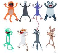 (As show, One size) 8 Pieces Set 3D Cartoon Animal Bookmarks for Kids Cute Funny Novelty Bookmarks Squashed Animal Reading Bookmark Stationery Presents Gifts for Kids