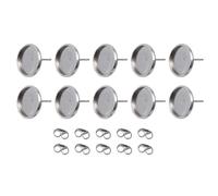 (As show, One size) 80PCS Stainless Steel Time Ear Stud Trays and Ear Backs Round Bases for Jewelry Making DIY Earring