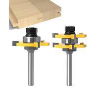 (As show, One size) 8MM Shank Matched Tongue and Groove Cutter Set 3 Teeth T Shape Wood Cutter Cutting Woodworking Tool (8MM)