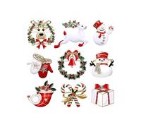 (As show, One size) 9 Pcs Christmas Brooches Set with Rhinestones for Women, Crystal Cute Enamel Pins Snowman Bells Christmas Trees Jewelry Pins for Christmas Decorations