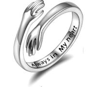 (As show, One size) 925 Sterling Silver Hug Rings For Women I Love You Forever Hug Ring Adjustable Ring Jewelry Gift For Teen Girls Couples Hug Rings Handmade Silver Plat