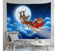 (As show, One size) Accessoires de tapisserie de Nol Tapisserie murale en polyester imprime sur le thme des vacances pour dcorations de fte (150_x_200_cm)