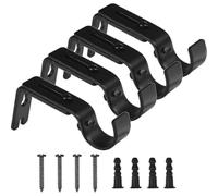 (As show, One size) Adjustable Metal Curtain Rod Brackets, Heavy Duty Iron Wall Mounts with Screws & Anchors for 25mm Rods (4-Pack, Black)