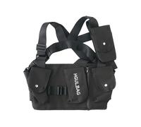 (As show, One size) Adjustable Shoulder Pack Large Crossbody Fanny Pack Walkie Talkie Harness Pack Fashion Waist Bag For Men Women Black