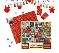 (As show, One size) Advent Calendar Puzzle 2023 - Christmas Countdown Puzzle Advent Calendar - 24 Day Christmas Countdown Puzzle Set 1000 Pieces DIY Retro Puzzle Christm