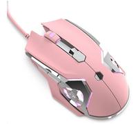 (As show, One size) AJ120 Wired Gaming Mouse Programmable 6 Buttons, 4 Adjustable DPI Up to 8000 for Window PC Gamer with Electroplating Wings Design (Pink)