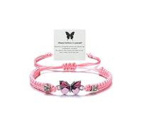 (As show, One size) Always Believe In Yourself Butterfly Bracelet Cute Butterfly Charm Bracelets For Women Girls Adjustable Braided Rope Butterfly Bracelet Lucky Butterfl