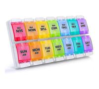(As show, One size) Am Pm Weekly 7 Day Pill Organizer, Large Daily Pill Cases Pill Box With Easy Push Button
