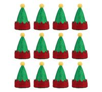 (As show, One size) Amosfun 12pcs Mini Christmas Elf Caps Design Lollipop Hats Decors Nonwoven Candy Packing Hats Christmas Supplies for Home Shop Store