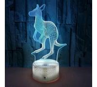 (As show, One size) Animal Kangaroo Toys 3D Illusion Night Light Smart Touch Lamp, Creative RGB Led, Christmas Birthday Decorations Gifts