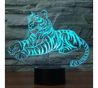 (As show, One size) Animal Tiger Toys 3D Illusion Night Light Smart Touch Lamp, Creative RGB Led, Christmas Birthday Decorations Gifts