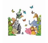 (As show, One size) Animal Wall Decals Forest Tree Wall Sticker Owl Fox Deer Wall Decor Baby Nursery Kid's Bedroom