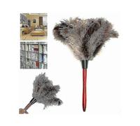 (As show, One size) Anti Static Genuine Ostrich Feather Duster 32cm Wooden Handle Brush Clean