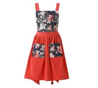 (As show, One size) Apron with pockets, cute floral chef apron, suitable for kitchen cooking, baking, kitchen wear