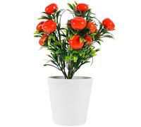 (As show, One size) Artificial Potted Fruit Tree Realistic Orange Bonsai Ornament Artificial Fruit Tree Decor