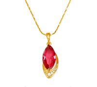 (As show, One size) Artificial Ruby Necklace Elegant Beautiful Decorative Valentine's Day Confession Necklace Pendant for Woman (Golden)