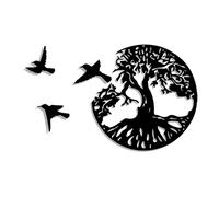 (As show, One size) Artistic Durable Iron Stunning Tree and Birds Wall Arts Beautiful Tree and Bird Designs Pictures-Hanging Sculpture
