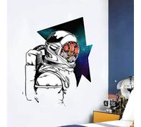 (As show, One size) Astronaut Wall Decor Wall Stickers Removable Little Universe Big Dream Outer Space Wall Art Mural for Living Room Bedroom Nursery School Dormitory(Lit