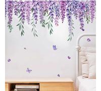 (As show, One size) Autocollants Fentre Fleurs t Printemps Anti-Collision Stickers Suspendues Fleurs Glycine Violet Stickers Vitre Anti-Adhsifs Fentre Porte Salle de Bain