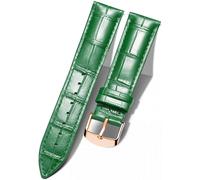 (As show, One size) AVEKI Genuine Leather Replacement Watch Band Multicolor Waterproof for Men Women, GR-Green (15mm)