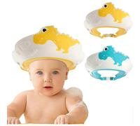 (As show, One size) Baby Shower Hat, 2 Pieces Visor Child Bathing Cap, Adjustable Baby Shower Cap for Eyes, Ears and Sun Protection (Dinosaur)