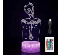 (As show, One size) Ballet Ballerina 3D LED Optical Illusion Bedroom Decor Table Lamp with Remote 7 Colors Acrylic Sleep Night Light Birthday Xmas Gifts for Dance Lover C