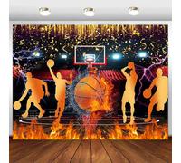 (As show, One size) Basketball Backdrop Slam Dunk Sports Birthday Decoration Photography Backdrop Sports Club Basketball Party Banner Photo Studio Prop Vinyl 7x5ft